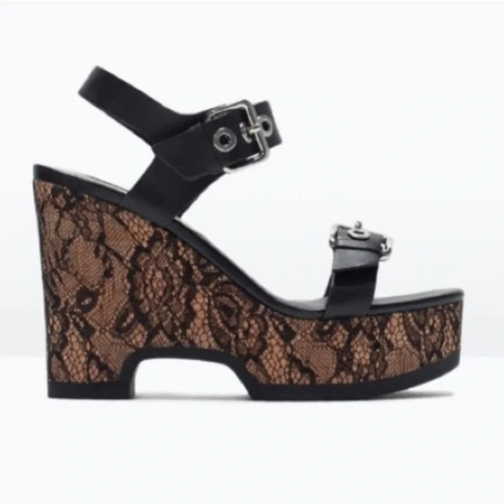 Zara Basic authentic leather wedges size EU 40